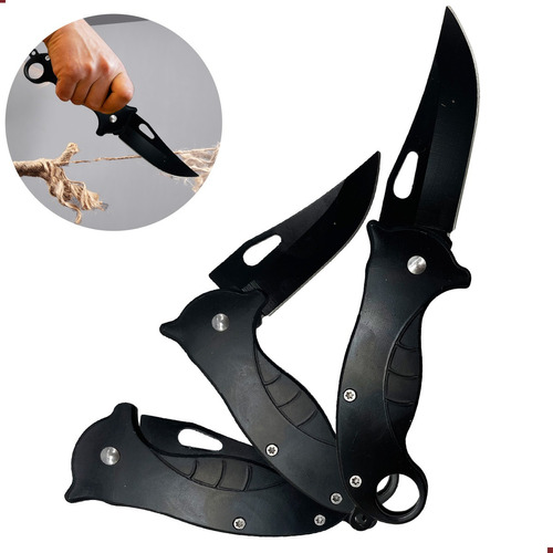 Cuchillo Navaja Tactica De Supervivencia Tipo Militar Negro