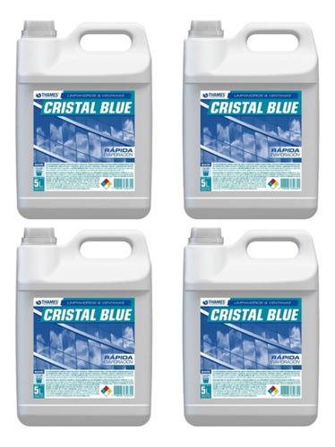 Limpiador De Vidrios Bidon 5 Litros Cristal Blue Thames X4