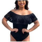 Body Renda Babado Ciganinha Estilosa Ombros De Fora Blusa