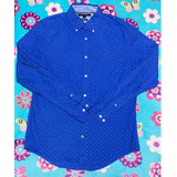 Camisa Tommy Hilfiger Manga Larga Puntos Azules Custom Fit