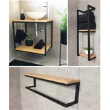 Combo De Repisas Y Gabinete De Baño Industrial By Green Life