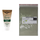 Argila Pura Verde 500g E Acne Gel Hidratante Anti Manchas