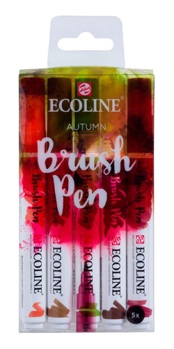 Marcador Ecoline Brush Pen Acuarela Punta Pincel X 5 Autumn