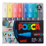 Kit Caneta Marcador Posca Pc-1m Estojo 8 Cores Sortidas