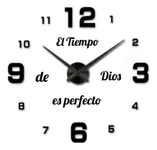 Reloj De Pared 3d Tamaño  50x50cm Mini + Frase En Vinilo 