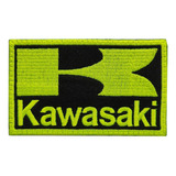 Parche Bordado Tarjetero Kawasaki  Motos Color Neon