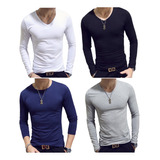 Pack 4 Polera Primera Capa De Bambú Para Hombre Manga Larga