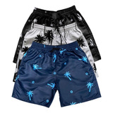 Kit 3 Shorts Moda Praia Plus Size Masculino Tactel G1 G2 G3