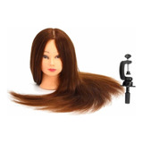 Cabezote De Cabello Sintético Castaño Estética 50cm De Largo