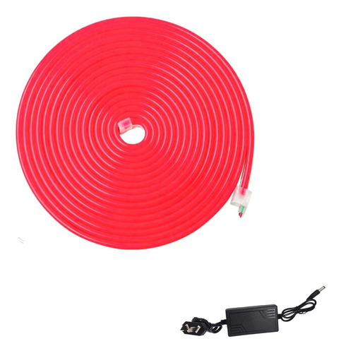 Tira Manguera Neon Led Flexible Roja 5mts Con Fuente