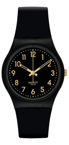 Reloj Swatch Golden Tac Para Mujer De Silicona So28b113 Ss Color De La Malla Negro Color Del Bisel Negro Color Del Fondo Negro