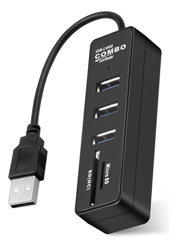 Hub 3 Puertos Multi Usb 2.0 Adaptador Con Lector Tarjeta Sd