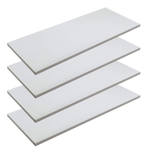 Kit 4 Prateleiras Mdf Branco 15mm 3 De 70x25 E 1 De 195x20cm