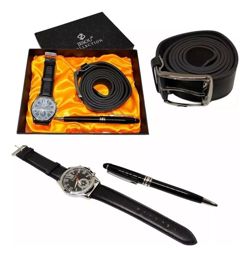 Estuche Para Hombre Cinturón Reloj Esfero Set Regalo