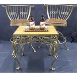 Mesa E Cadeiras Bistrô Em Ferro Dourado