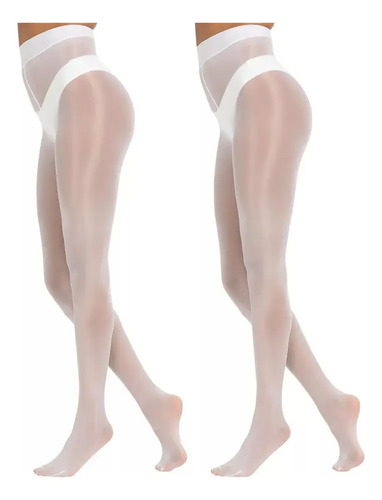 Medias Brillantes Para Mujer, 2 Pares De Medias Transparente