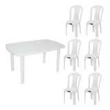 Conjunto Mesa Retangular C/6 Cadeiras Bistrô Fundo Reforçado