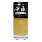 Esmalte Top Coat Anita Folhas De Ouro Dourado Glitter 10ml