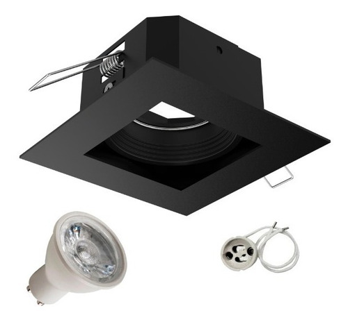 Spot Embutir Antideslumbrante Gu10 Led 7w Negro Luz Desing