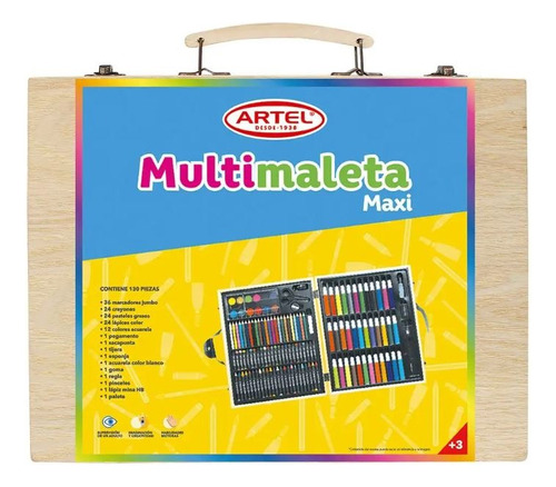 Maleta Caja Madera Premium 130 Piezas Artel Color Del Trazo Multitrazo