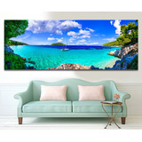 Quadro Decorativo Para Sala Praia Mar Azul 140x80 Grande