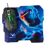 Combo Gamer Mouse Alambrico Led Rgb + Alfombrilla Pad Mouse