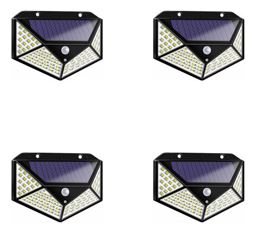 Reflector Solar 100 Led Luz Exterior Sensor Farol Ahorro X4