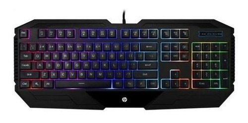 Teclado Gamer Hp K130 (inglés, Negro) Membrana 4 Colores