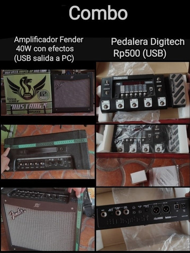 Amplificador Fender Mustang 40w + Pedalera Rp500 Usb