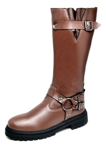 Bota Feminino Biker Coturno Marrom Original Dubuy