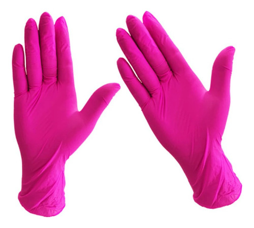 Guantes De Nitrilo Color Fucsia Talla S 