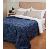 Coberdrom Casal Premium 540 G/m² Azul Floral Azul Luxo
