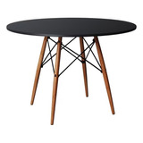 Mesa Eames 4 Lugares Base Madeira Tampo Mdf Redondo 110cm