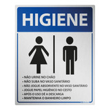 Placa Para Banheiro Unissex Aviso Higiene Alumínio 