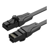 Cable De Red Vention Cat6 Certificado - 5 Metros Plano Ultra Fino Y Liviano  - Premium Patch Cord - Utp Rj45 Ethernet 10gbps - 250 Mhz - Cobre - Pc - Notebook - Servidores - Negro - Ibabj