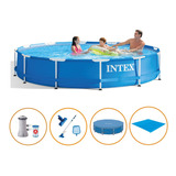 Piscina Estrutura 6.503l Capa Filtro Forro Kit Limpeza Intex