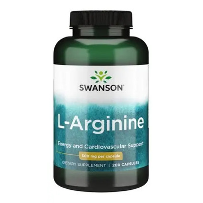 Arginina Swanson 500 Mg De Óxido Nítrico Aumenta 200 Cápsulas De Sabor Sem Sabor