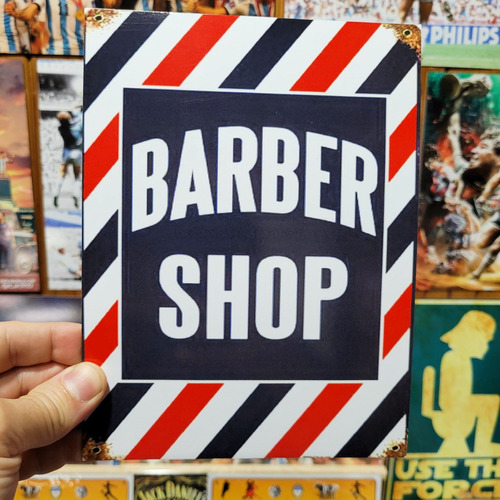 Cartel Chapa Estilo Vintage Barberia Barber Apto Exterior 