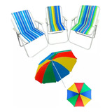 Silla De Camping Piscina Playa Plegable´+ Quitasol Verano 