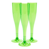 Copas Champaña Vino Plasticas Verde Desechable X4