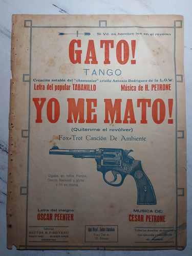 Antigua Partitura Gato Y Yo Me Mato!. H. Petrone. Ian1571