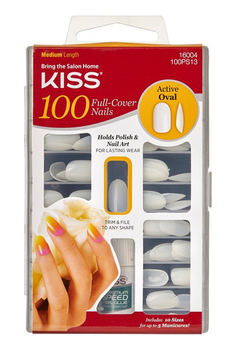 Uñas Glue-on Kiss - Kit Para Pintar Medium 100 Unidades