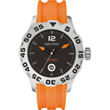 Reloj Original Nautica A14603g Deportivo Negro Naranja