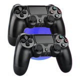 Kit 2 Controles Sem Fio Manete Compatível Ps4 Cor Preto