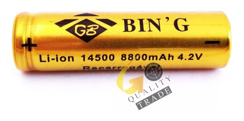 Bateria Pilha Gold Recarregável Aa 14500 4,2v Bing 