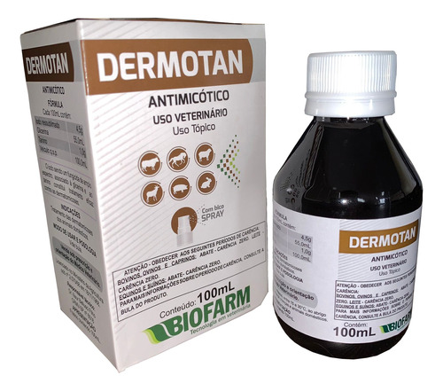 Dermotan Antimicótico C Spray 100ml Biofarm Bovinos Equinos