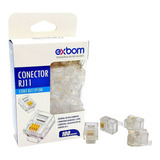 Conector Macho Rj11 --- Exbom - Pacote C/ 100 Unidades