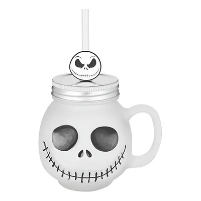 Vaso De Vidrio Jack Skellington Con Tapa Y Popote Sally | MercadoLibre