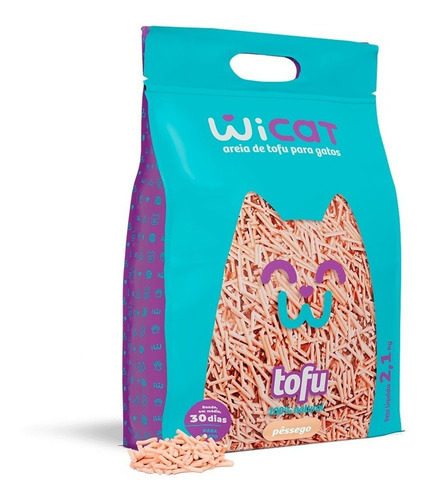 Areia De Tofu Higiênica Para Gatos Wicat Pêssego 2,1kg