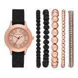 Set Reloj Dama Skechers Sr9029 Color Oro Rosado De Aleación